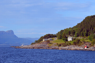 Naklejka premium Sognefjord, Norway, Scandinavia. View from the board of Flam - Bergen ferry.