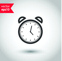 Alarm clock icon. Time vector sign. Clock flat sign design. Clock vector symbol pictogram