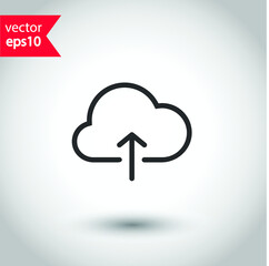 Cloud with arrow vector icon. Upload in cloud icon symbol pictogram. Download in cloud icon. Studio background. EPS 10 vector flat sign design.