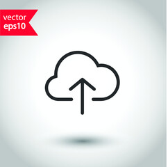 Cloud with arrow vector icon. Upload in cloud icon symbol pictogram. Download in cloud icon. Studio background. EPS 10 vector flat sign design.