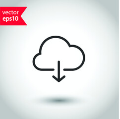 Cloud with arrow vector icon. Upload in cloud icon symbol pictogram. Download in cloud icon. Studio background. EPS 10 vector flat sign design.