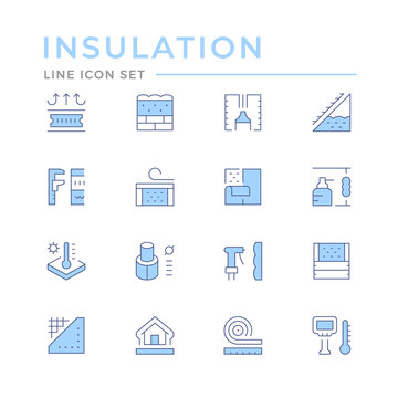 Set color line icons of insulation