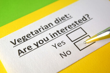 One person is answering question about vegetarian diet.