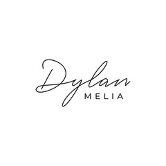 signature font logo with simple vector line