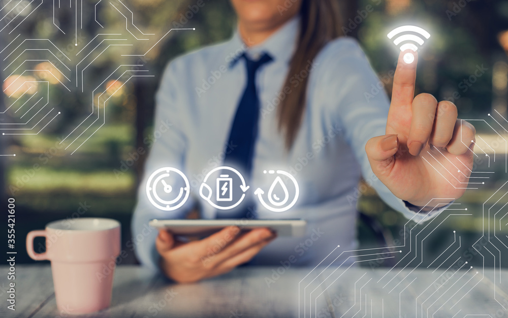 Poster internet technology wireless wi fi connections and networking concept.