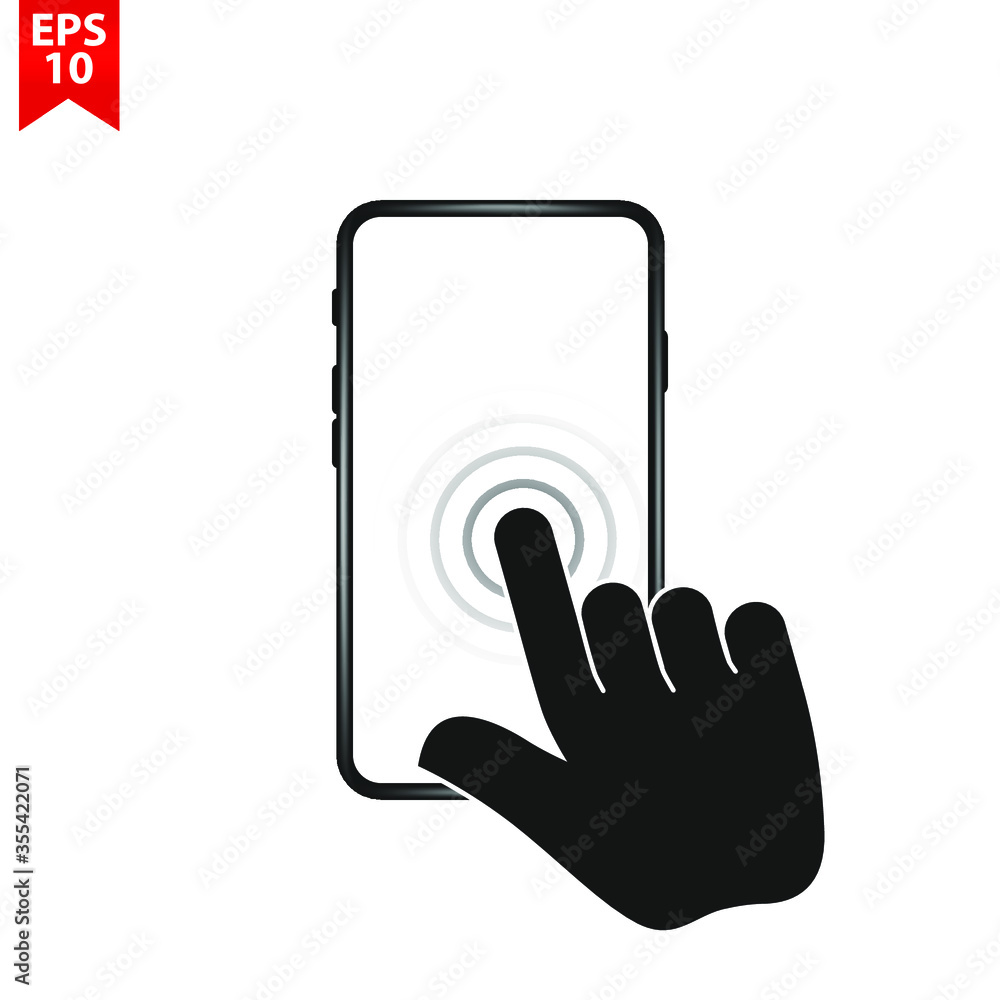 Aufkleber touch screen smartphone sign icon. hand pointer symbol. flat design style. vector