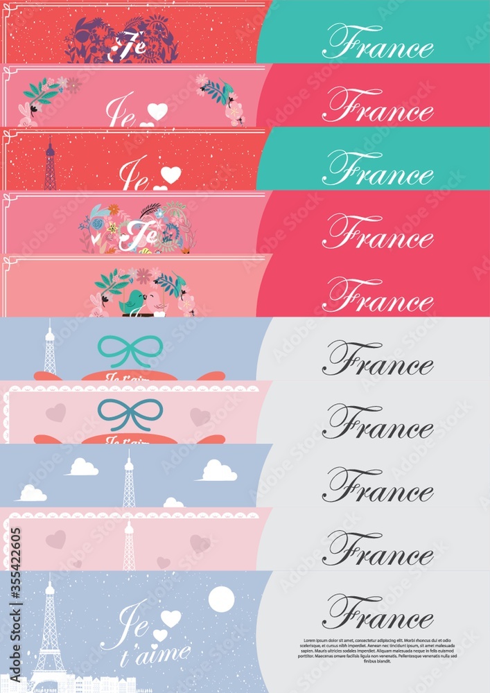 Sticker collection of france banners