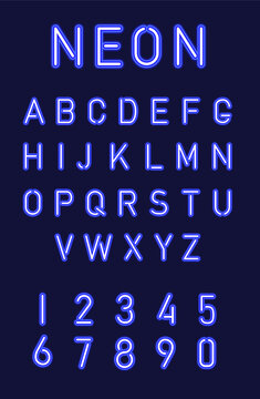 neon vector alphabet set