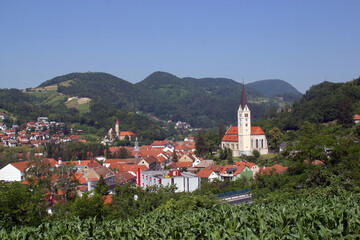 Town of Krapina panoramic view, Zagorje region, Croatia