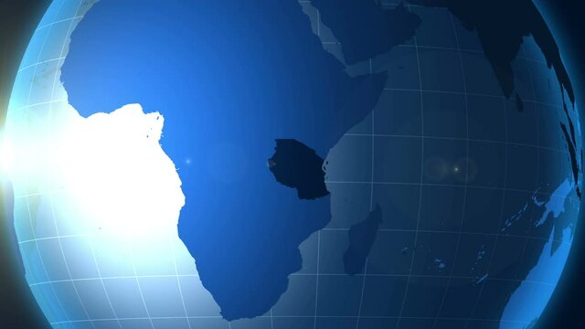 Tanzania. Zooming into United Republic of Tanzania on the globe.