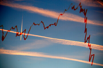 Negative stock market trend-line and airplane condensations trails (contrails) 