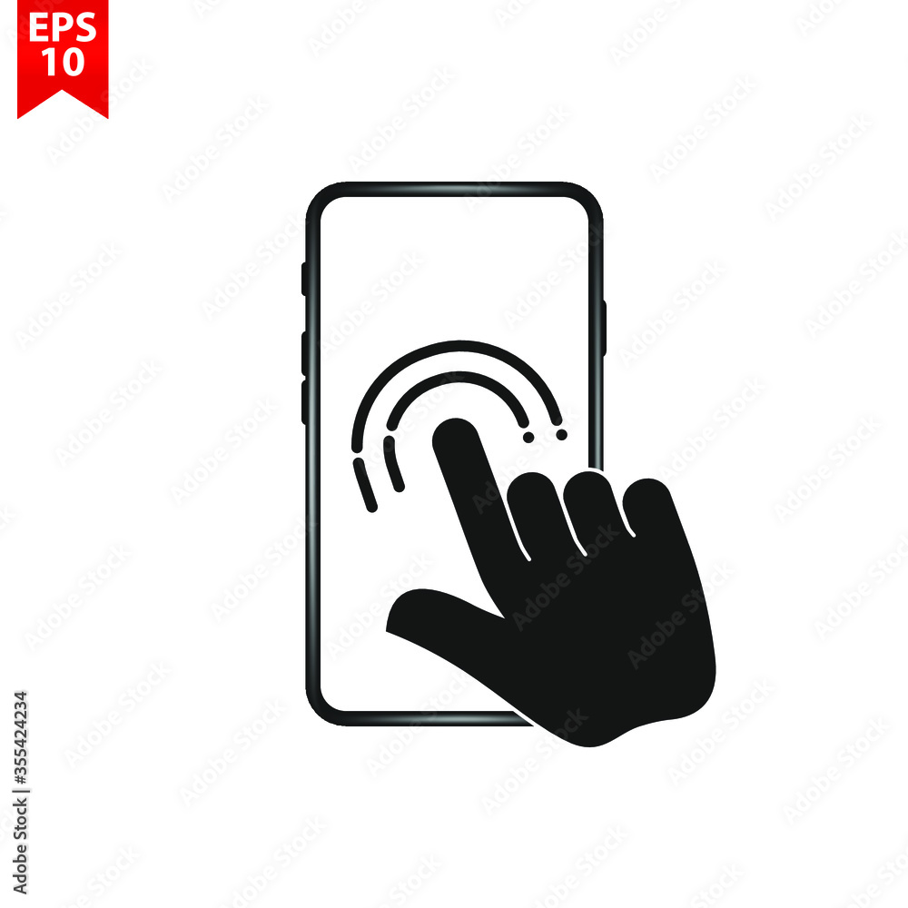 Aufkleber touch screen smartphone sign icon. hand pointer symbol. flat design style. vector
