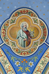 Saint Luke the Evangelist, fresco in the parish church of Helena in Zabok, Croatia