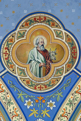 Fototapeta premium Saint Luke the Evangelist, fresco in the parish church of Helena in Zabok, Croatia
