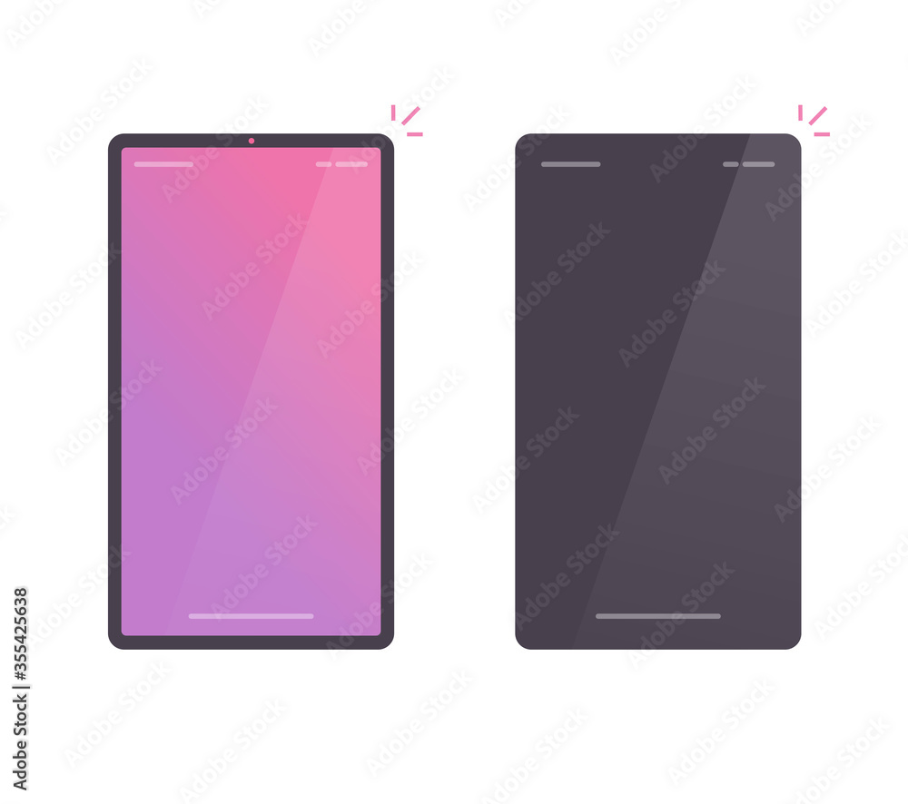 Poster mobile phone or smartphone color blank empty screen and black cellular cellphone display for text co