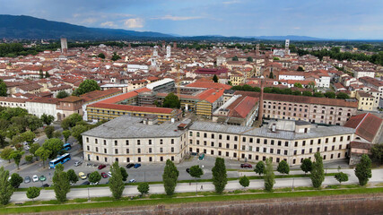 Fototapeta na wymiar Amazing aerial view of Lucca, Tuscany