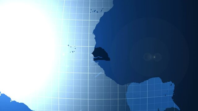 Senegal. Zooming into Republic of Senegal on the globe.