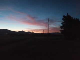 power lines at sunset and Sunset in the english countryside