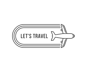 lets travel icon with thin line plane