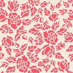 Fototapeta na wymiar Seamless floral pattern in folk style with wildflowers, leaves. Hand drawn. Vector illustration