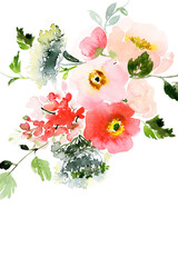 Card with anemone flowers on a white background - 355428412