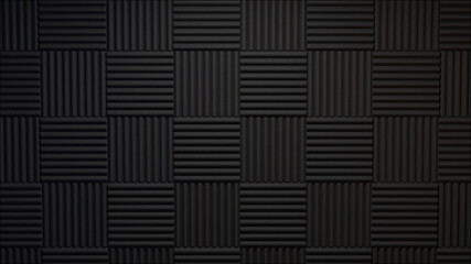 3d rendered dark acoustic panels background