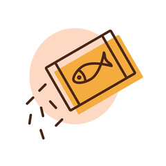 Pet fish feed vector icon. Pet animal sign