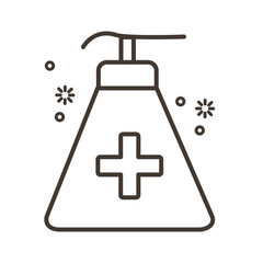 antibacterial soap bottle line icon