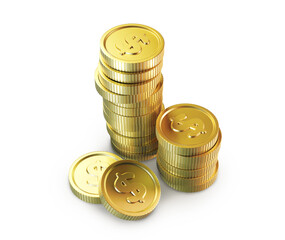 3d rendered stack of gold coins