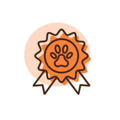 Pets award rosette vector icon. Pet animal sign