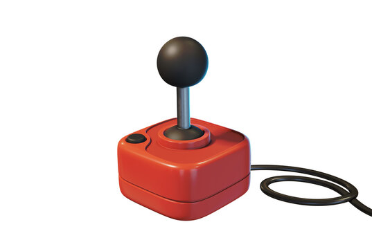 3d rendered red 80's style joystick