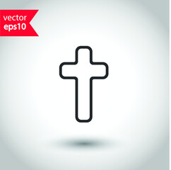 Cross icon. Christian cross. Religious cross sign. Studio background. EPS 10 vector flat sign design. Religion symbol pictogram