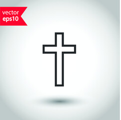 Obraz premium Cross icon. Christian cross. Religious cross sign. Studio background. EPS 10 vector flat sign design. Religion symbol pictogram