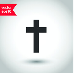 Cross icon. Christian cross. Religious cross sign. Studio background. EPS 10 vector flat sign design. Religion symbol pictogram