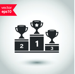 Cup vector icon. First place cup flat sign design. Reward victory cup symbol. Goblet icon. Ceremony contest cup icon. EPS 10 flat symbol pictogram.