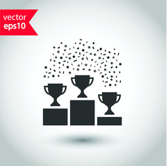 Cup vector icon. First place cup flat sign design. Reward victory cup symbol. Goblet icon. Ceremony contest cup icon. EPS 10 flat symbol pictogram.