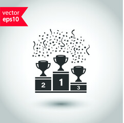 Cup vector icon. First place cup flat sign design. Reward victory cup symbol. Goblet icon. Ceremony contest cup icon. EPS 10 flat symbol pictogram.