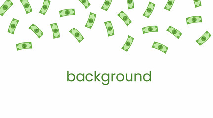 Green dollar bills horizontal background . Financial growth, Money growth, investment, profit, financial management concept. Vector banknote in flat hand-drawn style. brochure with copy space