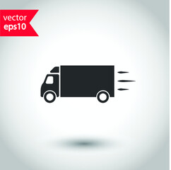 Delivery truck icon. Van flat sign design. Truck symbol pictogram. EPS 10 vector sign