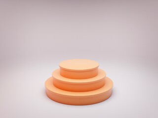 Centered orange podium on white background. 3D illustration