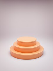 Centered orange podium on white background. 3D illustration