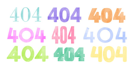 404 error page not found watercolor hand drawn lettering