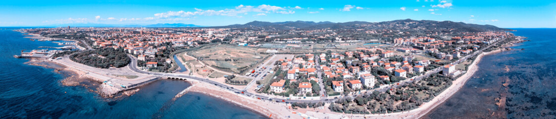 Obraz premium Amazing aerial view of Livorno and Lungomare, famous town of Tuscany