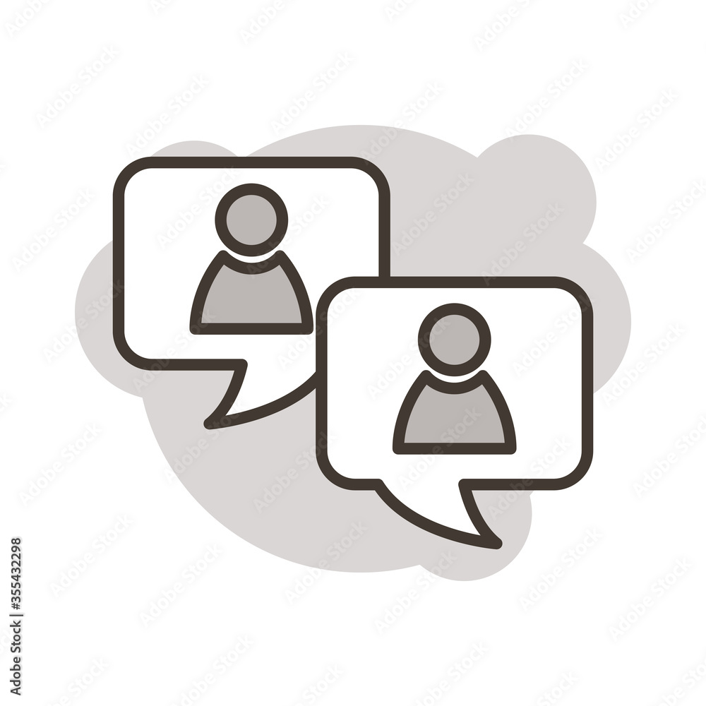 Poster speech bubbles with users line style icon