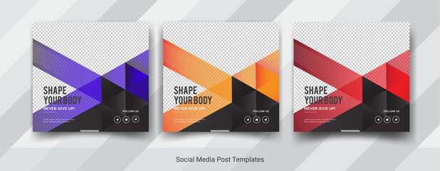 Fitness social media square post template design	
