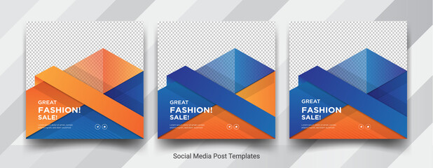 Fashion sale suqare  social media post templates design	