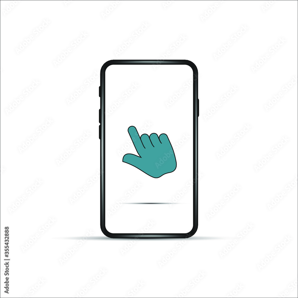 Poster touch screen smartphone sign icon. hand pointer symbol. flat design style. vector