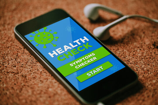 Cellphone With Health And Symptoms Checker Service App In The Screen.