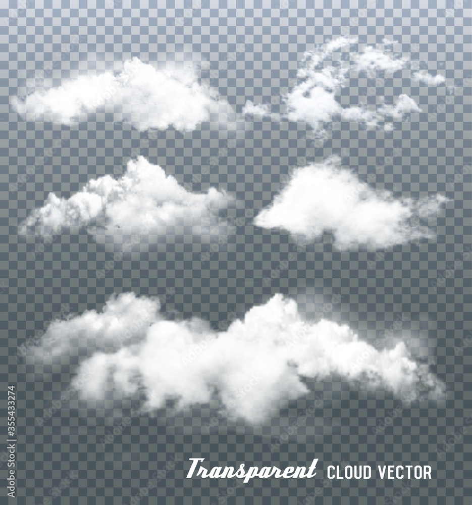 Poster clouds vector on transparent background.