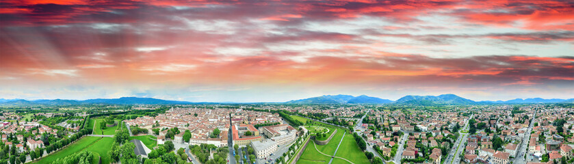 Amazing aerial view of Lucca, famous town of Tuscany